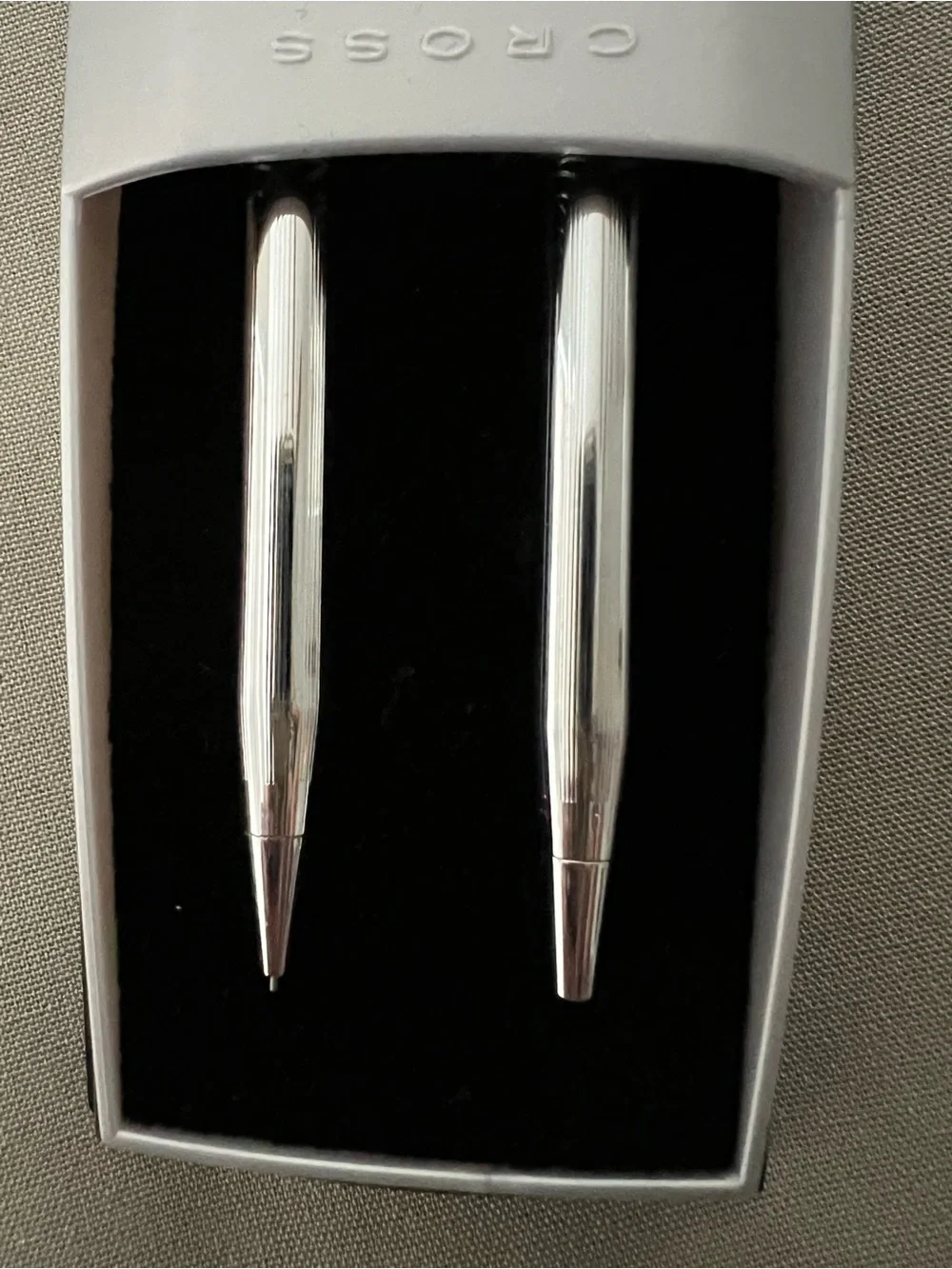 Cross Classic Century Lustrous Chrome Ballpoint Pen and Pencil Set - USMC emblem